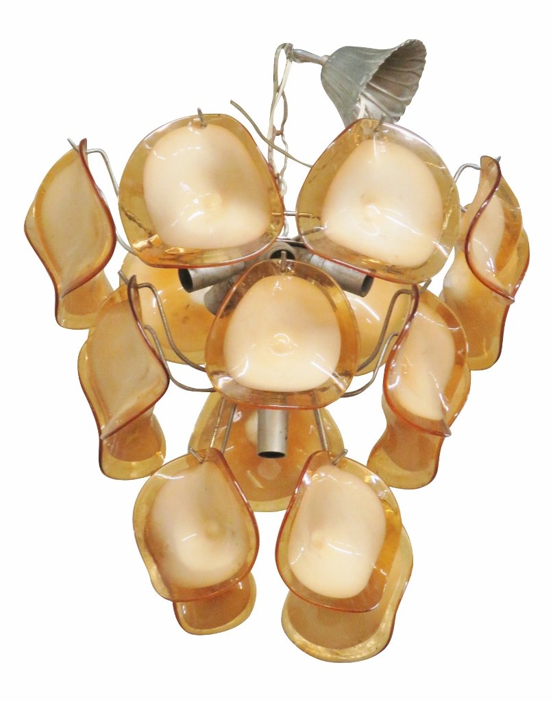 MAZZEGA CHROME & GLASS CHANDELIER (1 of 2)