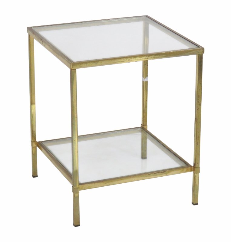 MID CENTURY MODERN BRASS & GLASS SIDE TABLE (1 of 4)