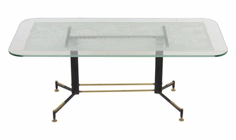 ITALIAN MODERN IRON GLASSTOP COFFEE TABLE (1 of 7)