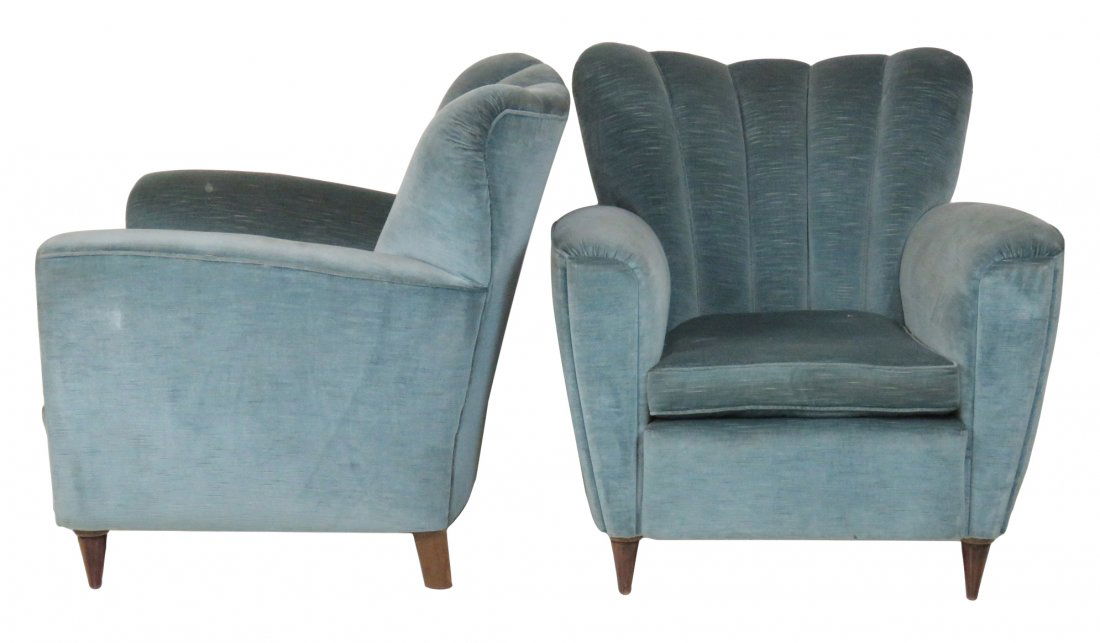 Pair ART DECO UPHOLSTERED LOUNGE CHAIRS (1 of 5)
