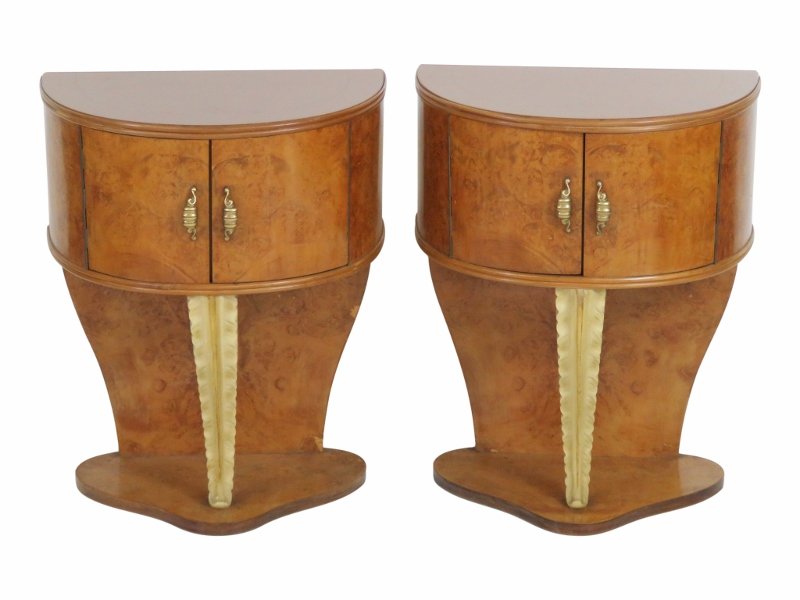 Pair ITALIAN DEMILUNE GLASSTOP STANDS (1 of 3)