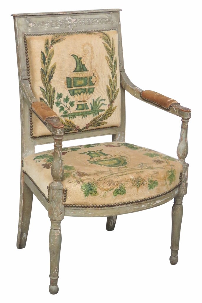18th c. SWEDISH STYLE AUBUSSON SIDE CHAIR (1 of 5)