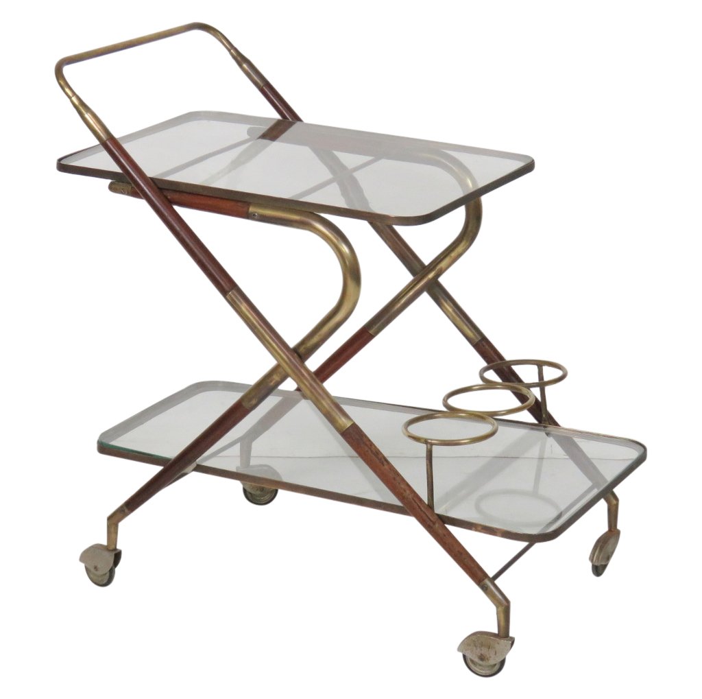 ITALIAN MODERN BRASS & GLASS BAR CART (1 of 4)