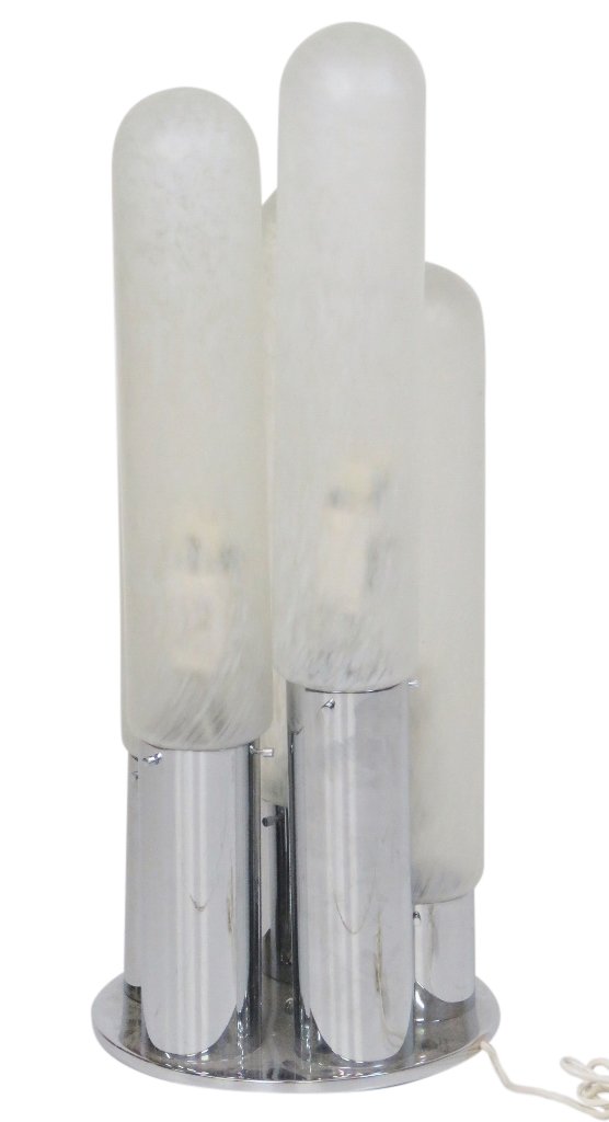 ITALIAN MODERN CHROME & FROSTED GLASS TABLE LAMP (1 of 5)