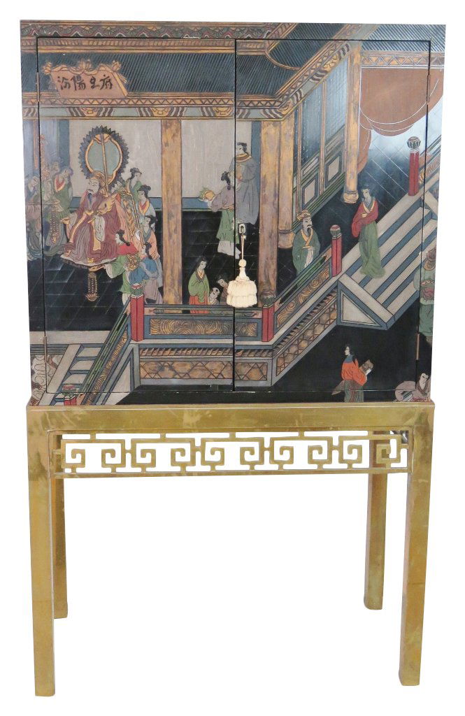 CHINOISERIE DECORATED 2 DOOR CABINET (1 of 10)