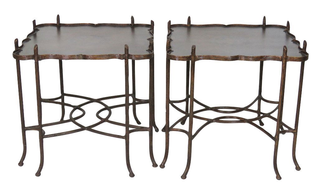 Pair BRANCH FORM METAL PAINT DECORATED SIDE TABLES (1 of 4)