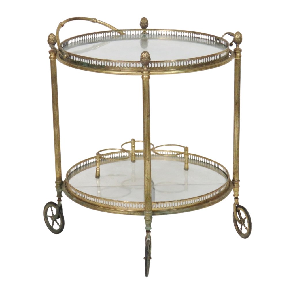 DIRECTOIRE STYLE BRASS & GLASS BAR CART (1 of 4)