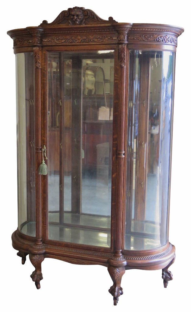 R.J. HORNER CARVED OAK CHINA CABINET (1 of 4)