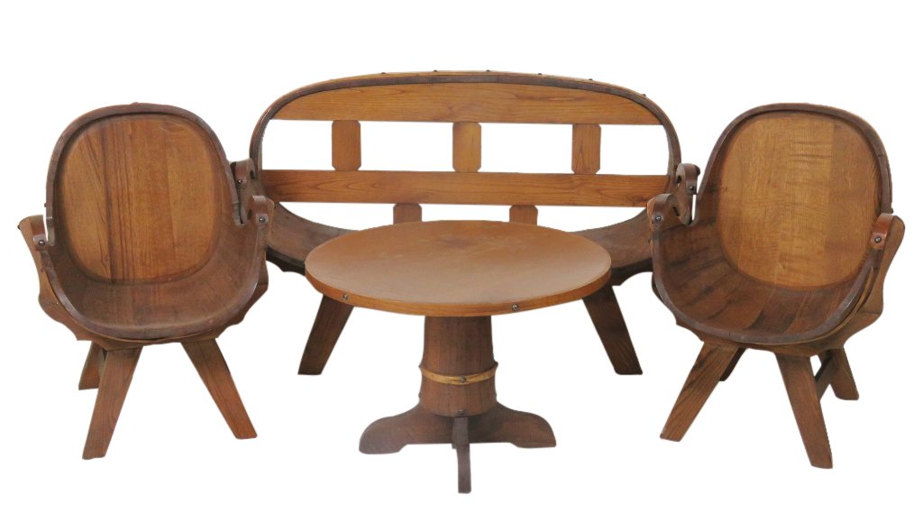 3 pc. BARREL FORM PARLOR SET (1 of 5)