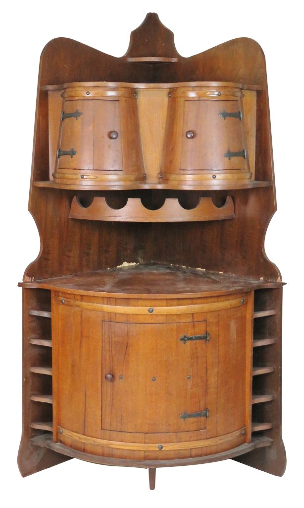 BARREL FORM WALNUT CORNER CABINET (1 of 10)