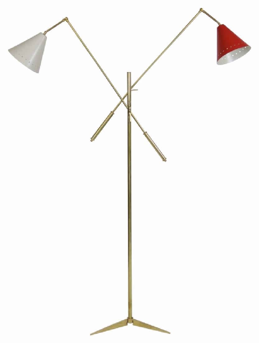 ARTELUCE STYLE BRASS TOLE SHADE FLOOR LAMP (1 of 4)