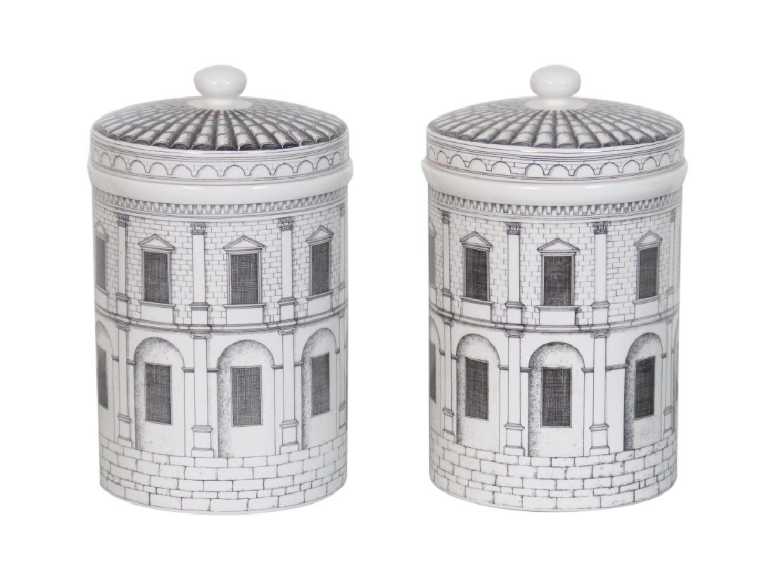 Pair FORNASETTI DECORATIVE CERAMIC ARCHITETTURA JARS (1 of 5)