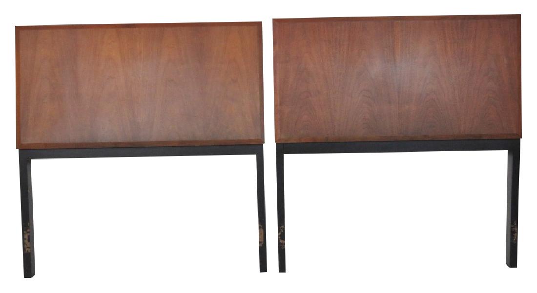 Pair ROSEWOOD & EBONIZED HEADBOARDS: Rosewood back with ebonized legs. 41"h. x 39 1/2"w.