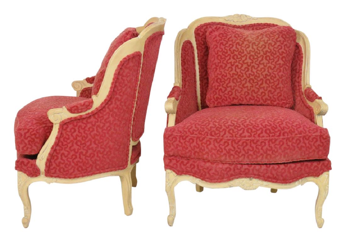 Pair LOUIS XVI STYLE PAINTED BERGERES (1 of 2)