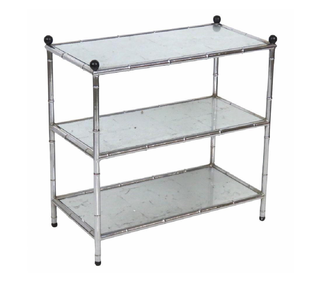 CHROME FAUX BAMBOO THREE TIER TABLE (1 of 2)