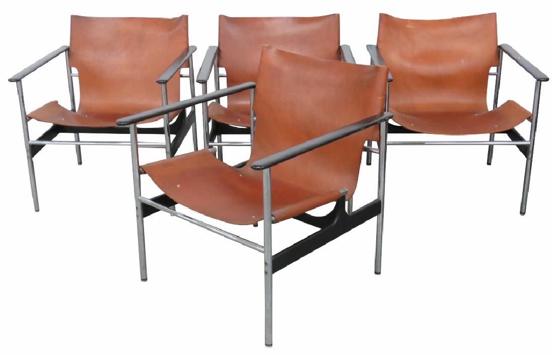 4 CHARLES POLLOCK for KNOLL LEATHER & CHROME ARMCHAIRS (1 of 6)