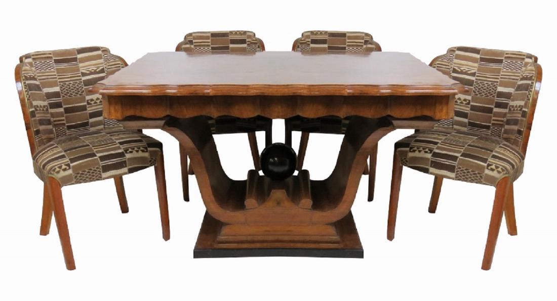 DECO DINING TABLE w/ 4 DINING CHAIRS (1 of 10)