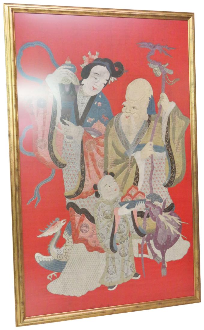 CHINESE EMBROIDERED SILK WALL HANGING (1 of 7)