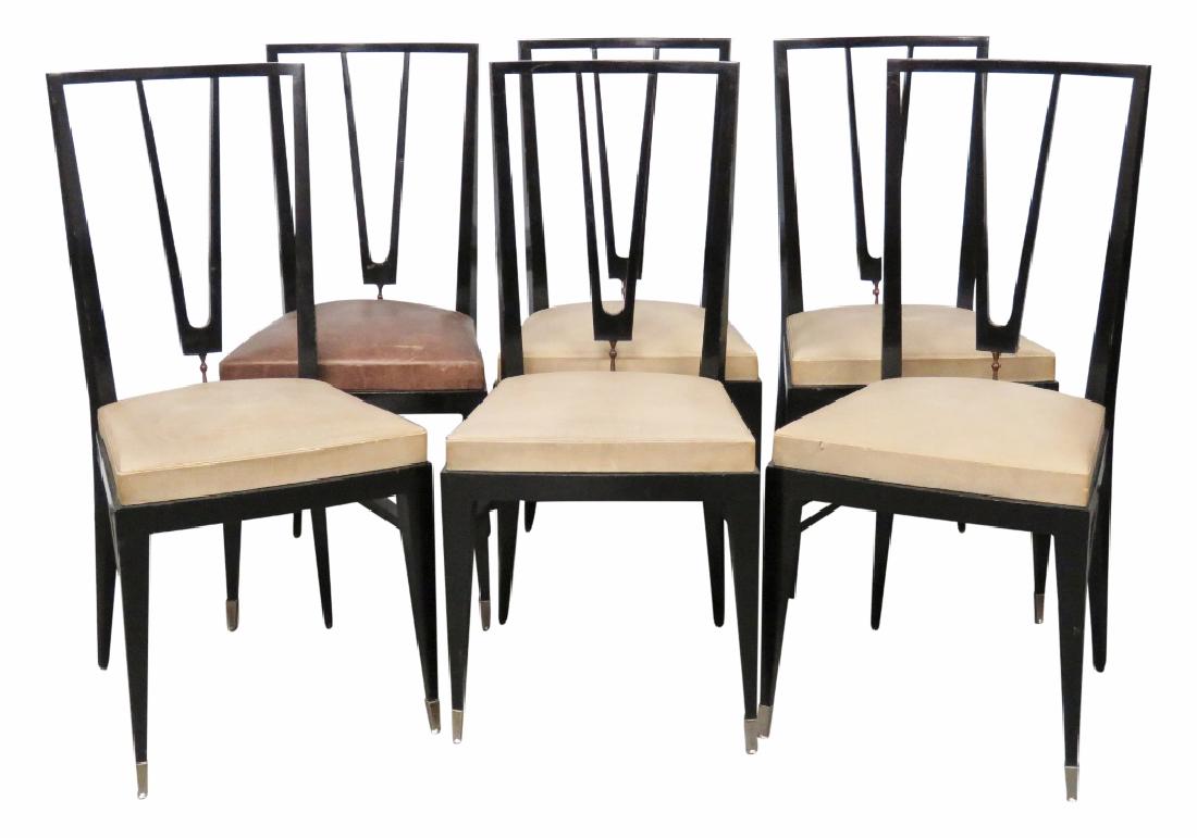 6 GIO PONTI STYLE EBONIZED DINING CHAIRS (1 of 6)