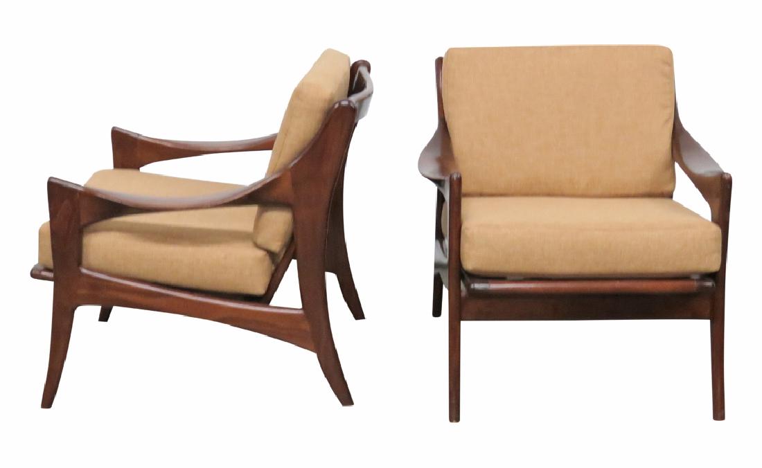 Pair MODERN DESIGN SLATTED LOUNGE CHAIRS (1 of 6)