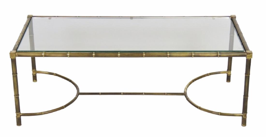 BRONZE FAUX BAMBOO GLASSTOP COFFEE TABLE (1 of 3)