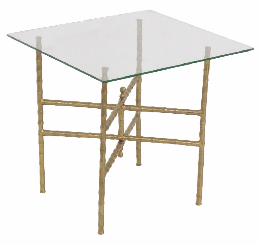 FAUX BAMBOO BRASS GLASSTOP SIDE TABLE (1 of 5)