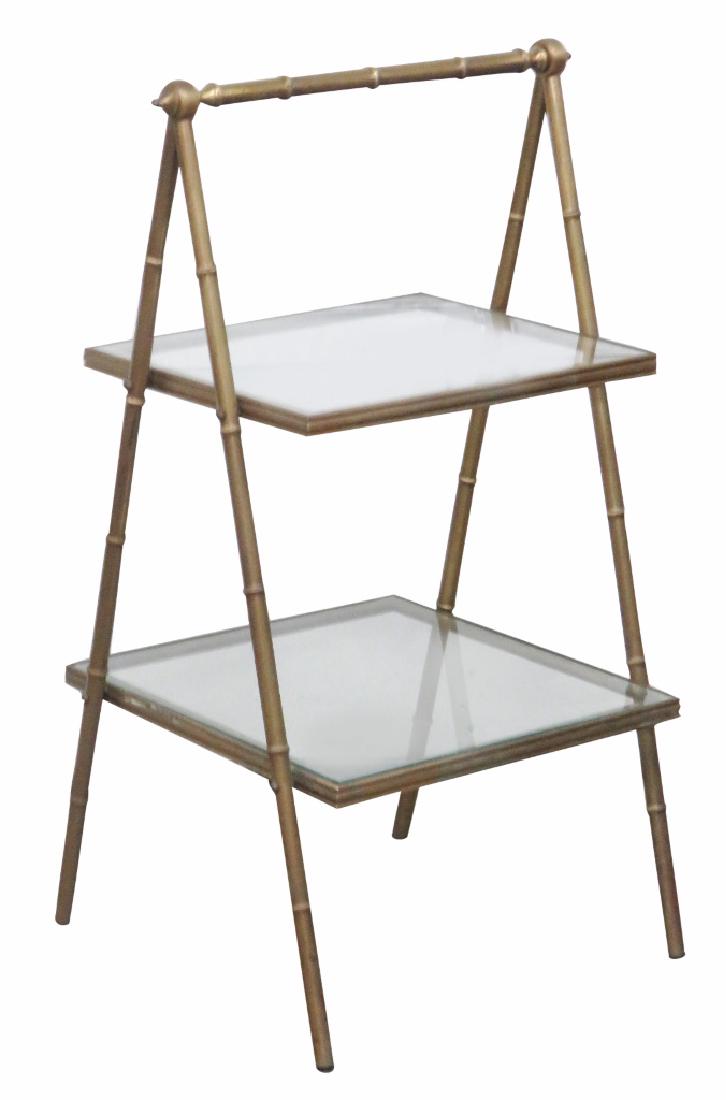 FAUX BAMBOO BRASS & GLASS DESSERT STAND (1 of 4)