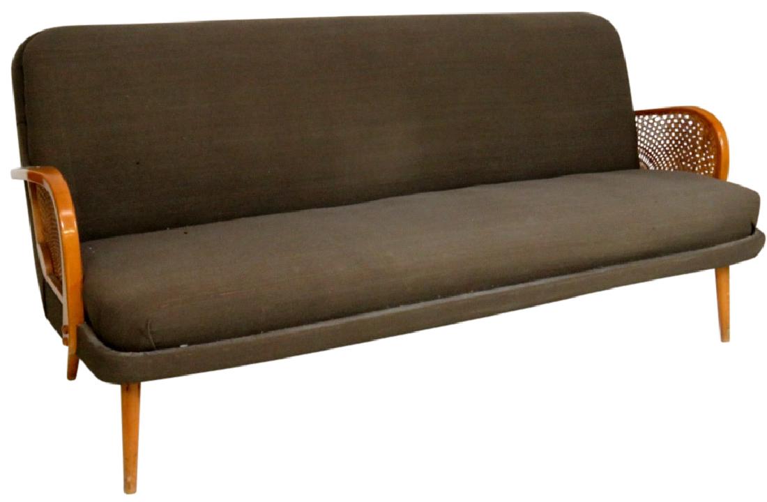 MODERN DESIGN UPHOLSTERED & CANED SOFA (1 of 6)