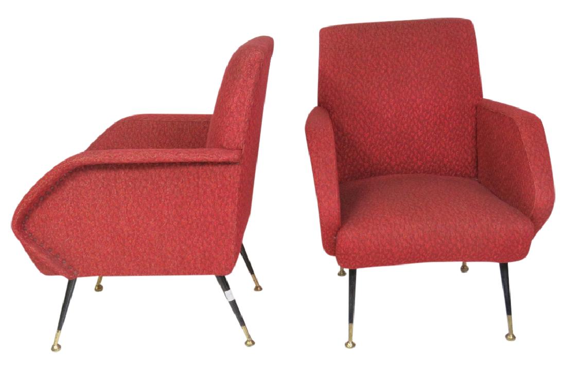 Pair ITALIAN MODERN METAL LEG LOUNGE CHAIRS (1 of 4)