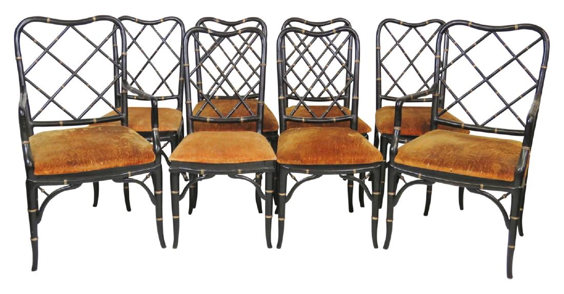 8 EBONIZED FAUX BAMBOO DINING CHAIRS (1 of 6)