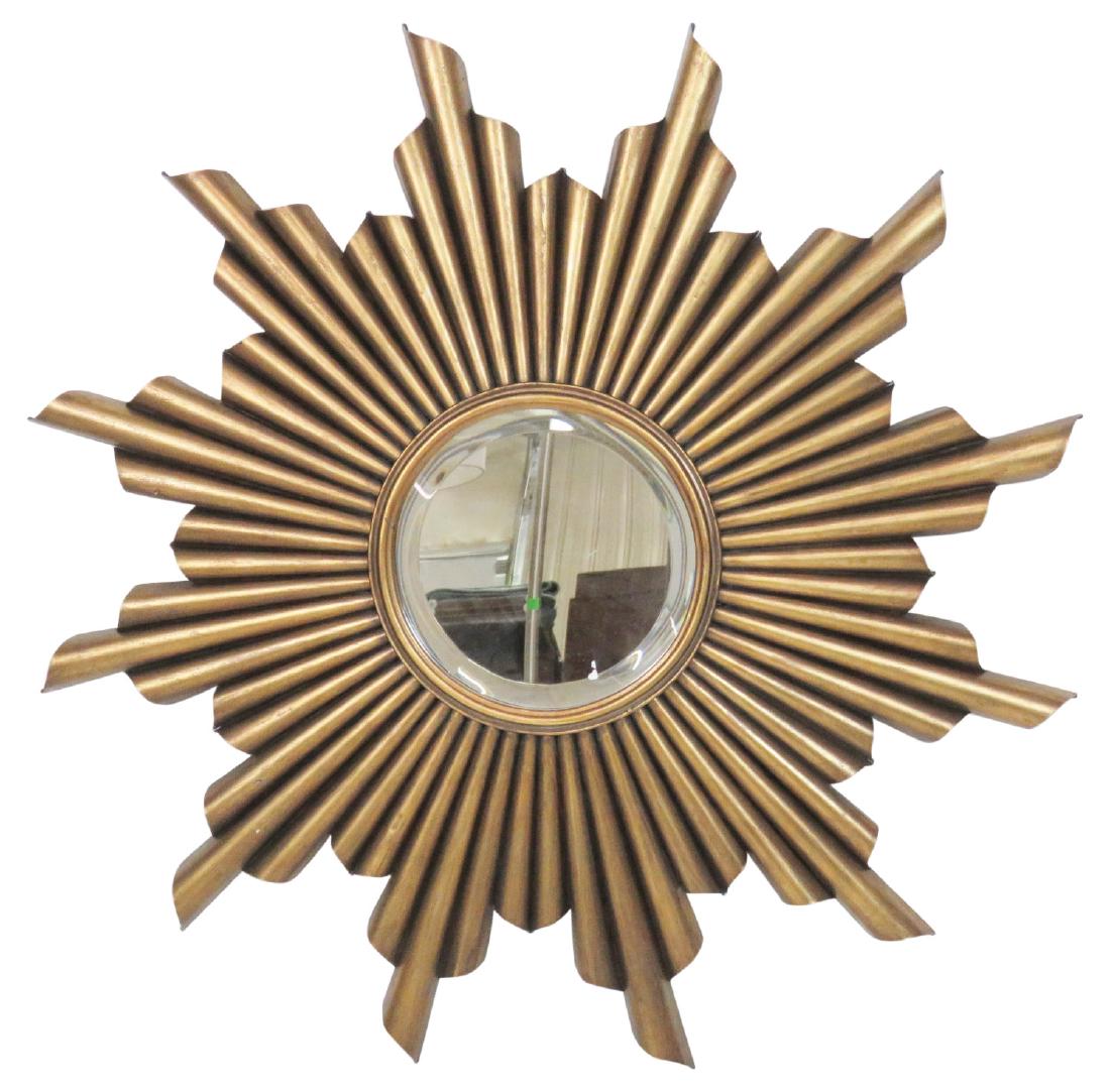 GILT PAINTED METAL SUNBURST MIRROR (1 of 4)
