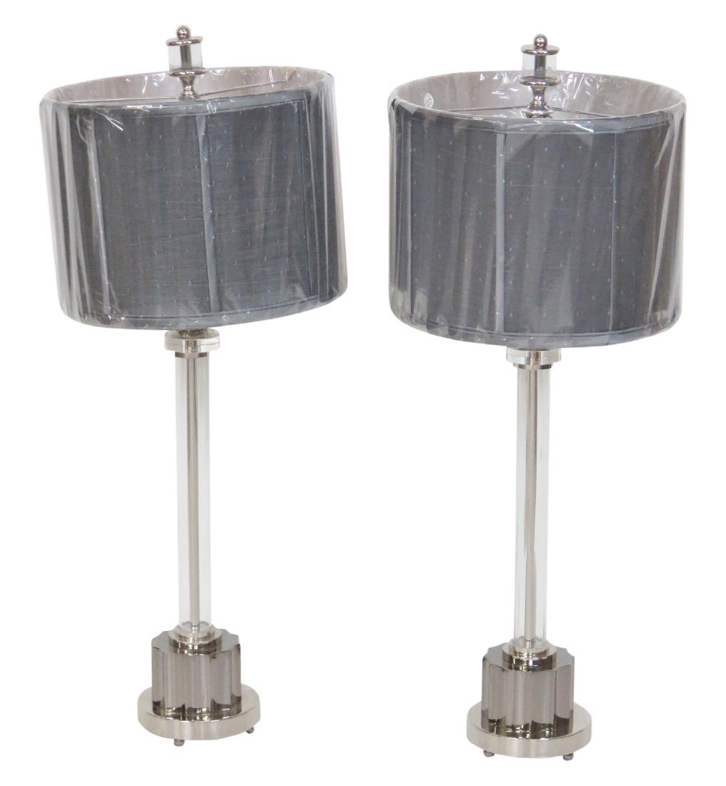 Pair LUCITE & CHROME TABLE LAMPS (1 of 3)