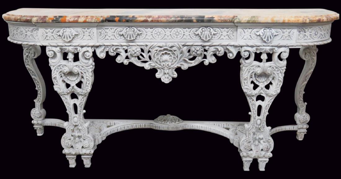 SWEDISH STYLE CARVED MARBLETOP CONSOLE (1 of 7)