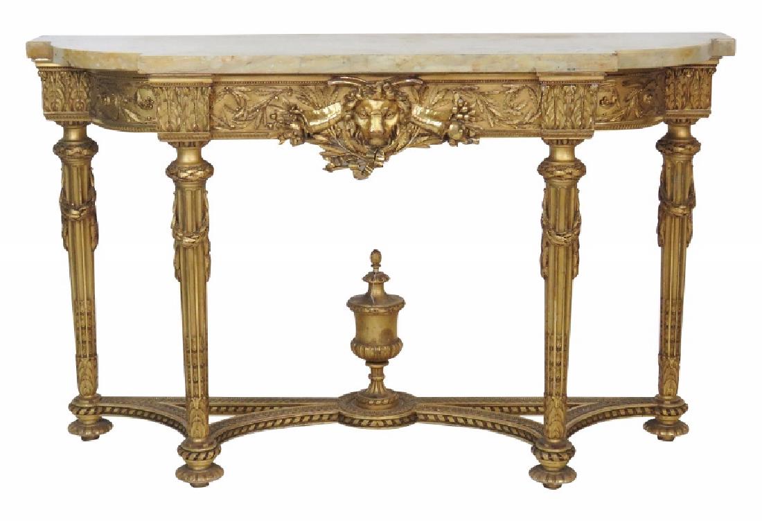 19th c. GILT CARVED MARBLETOP CONSOLE (1 of 8)