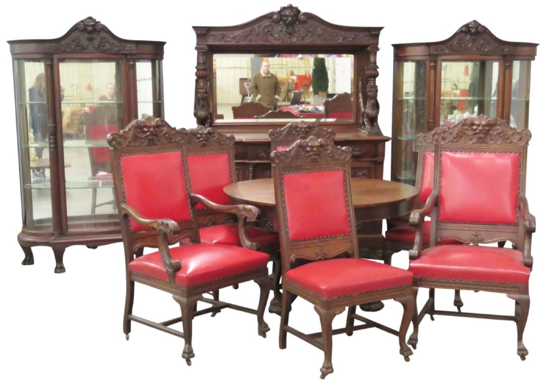 10pc. R.J. HORNER 19th c. CARVED DINING ROOM SET (1 of 14)