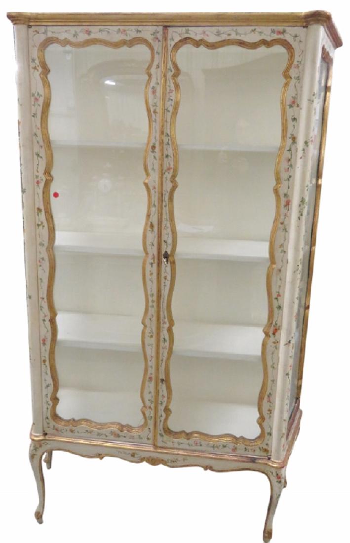 19th c. VENETIAN STYLE PAINT DECORATED DISPLAY CABINET (1 of 4)