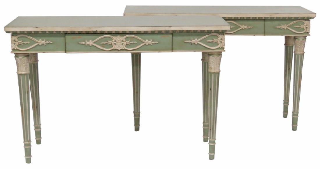 Pair JONATHAN CHARLES PAINTED CONSOLES (1 of 5)