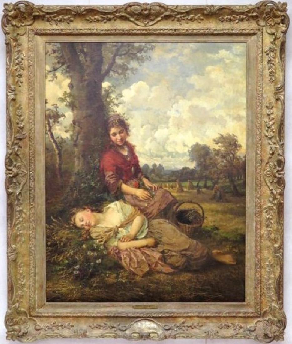 HENRY CAMPOTOSTO OIL PAINTING 2 GIRLS RESTING (1 of 8)