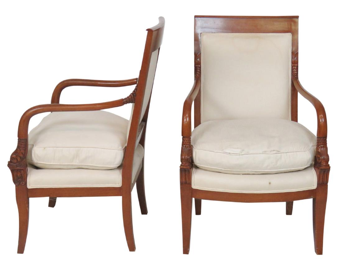 Pair CUSTOM CARVED DIRECTOIRE STYLE ARMCHAIRS (1 of 5)