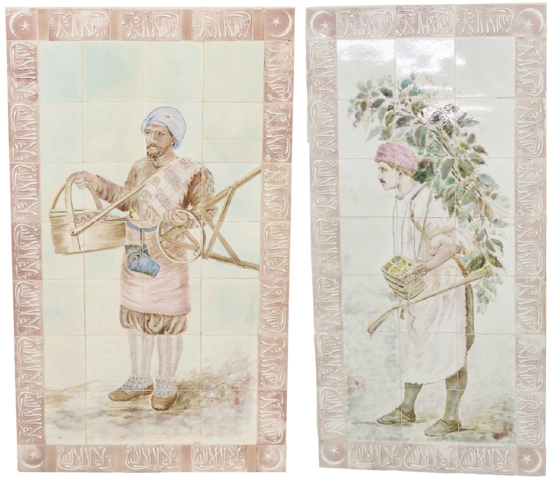 Pair ANTIQUE HAND PAINTED TURKISH TILES (1 of 9)