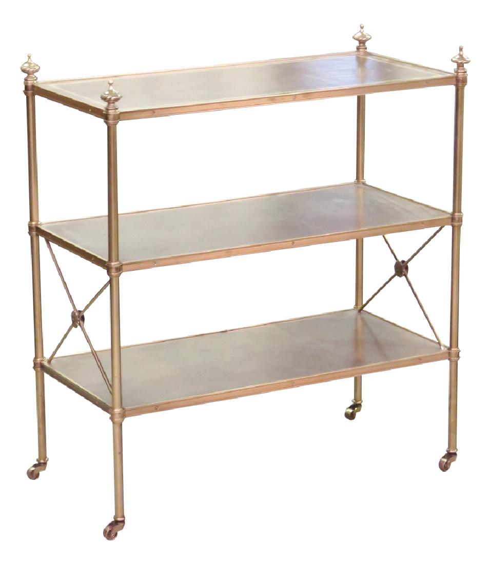 BAKER DIRECTOIRE STYLE LEATHER & BRASS SHELF (1 of 4)