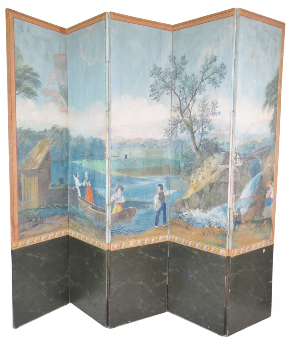 5 PANEL PAINT DECORATED SCREEN (1 of 5)