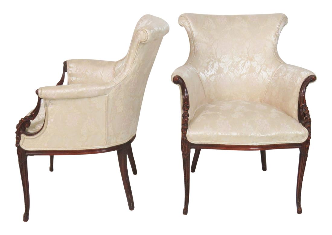 Pair REGENCY STYLE CARVED LOUNGE CHAIRS (1 of 5)