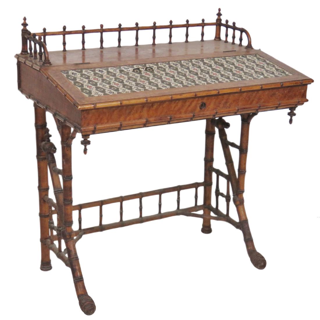 FAUX BAMBOO FLIP TOP DESK attr. R.J. HORNER (1 of 7)