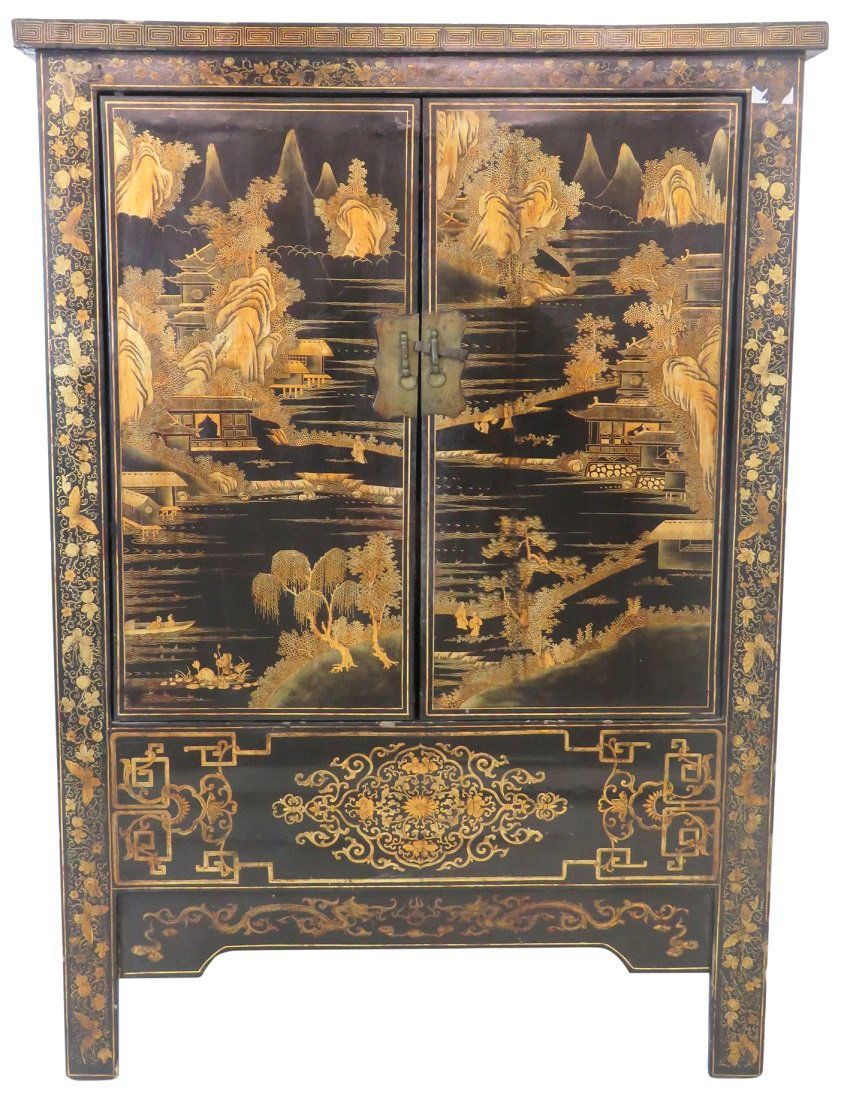 CHINOISERIE PAINT DECORATED 2-DOOR CABINET (1 of 5)