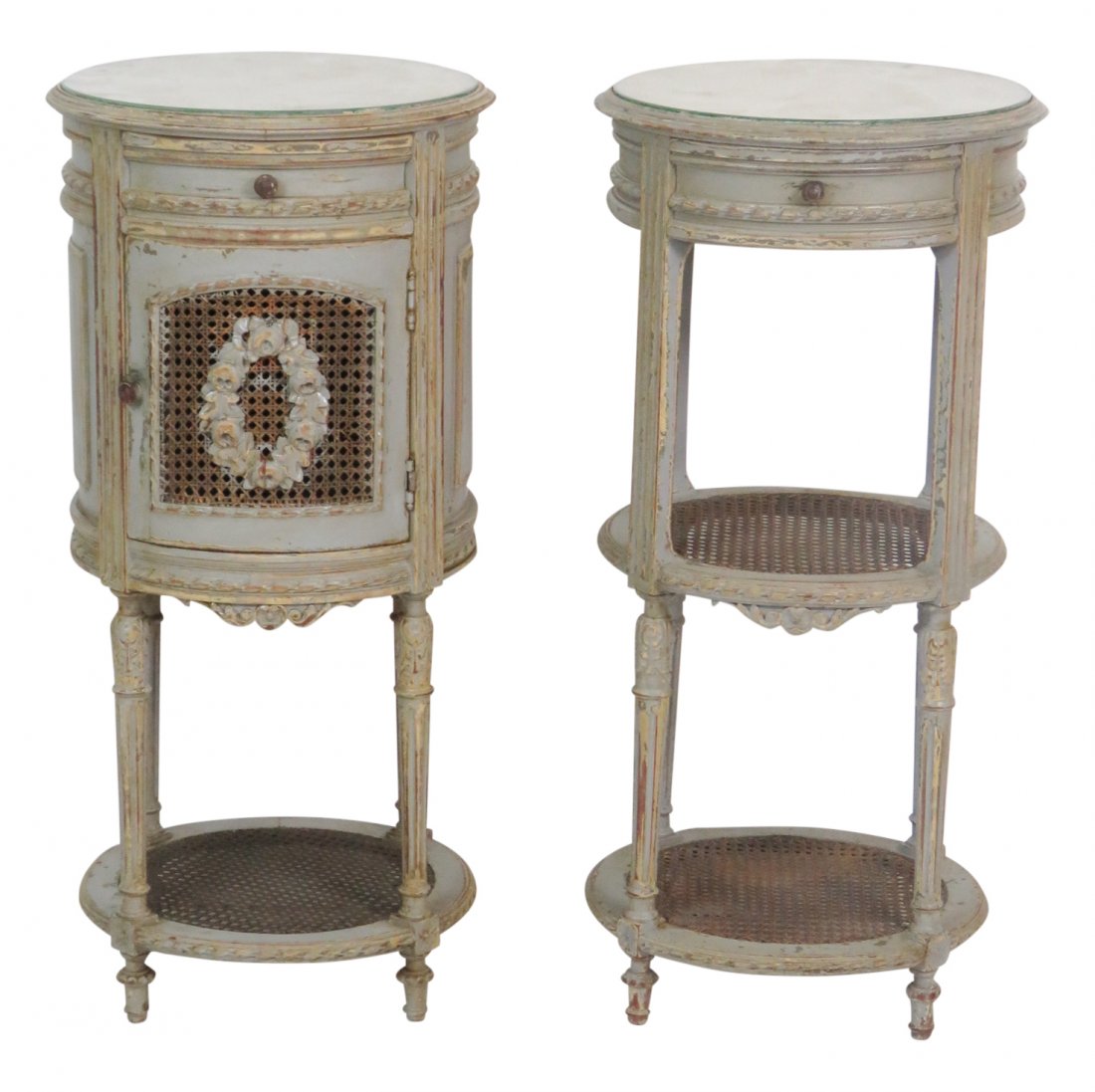 COMPANION Pair SWEDISH STYLE CANED STANDS (1 of 5)