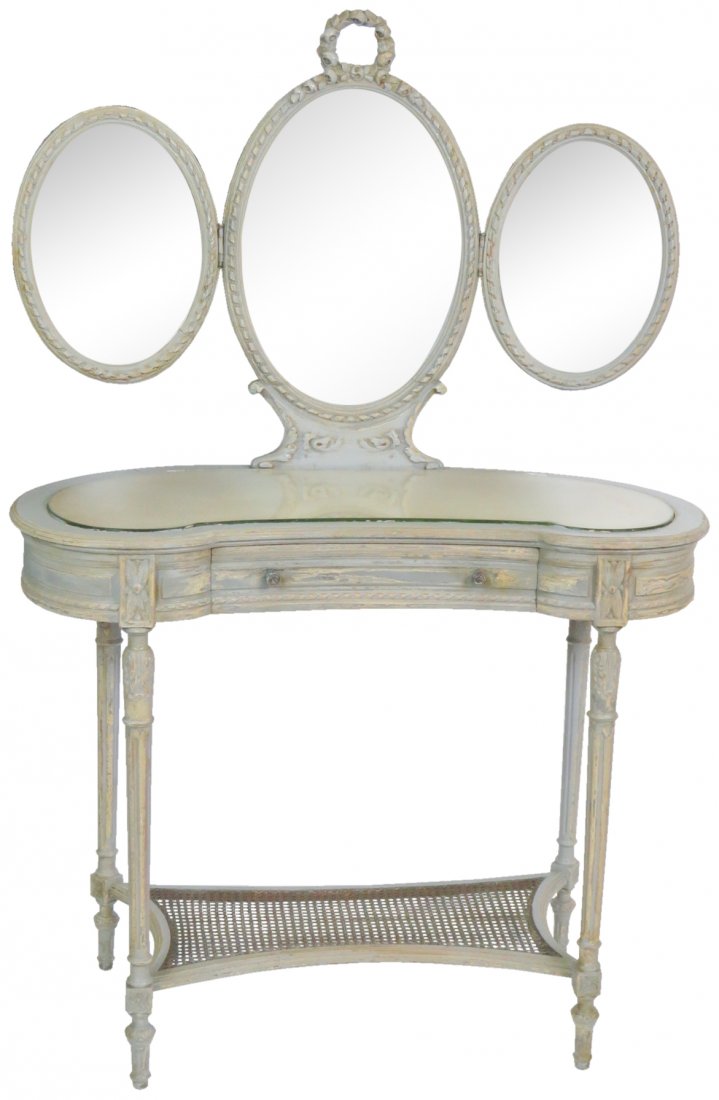 SWEDISH STYLE CANED GLASSTOP VANITY (1 of 5)