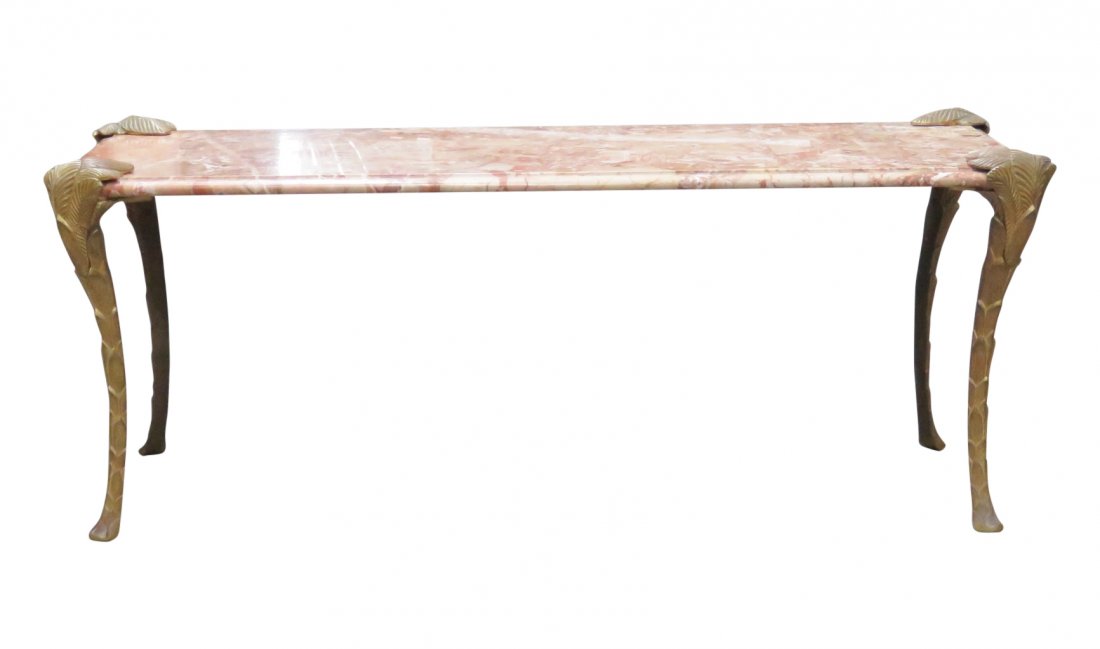 GUERIN STYLE MARBLETOP & BRASS COFFEE TABLE (1 of 4)