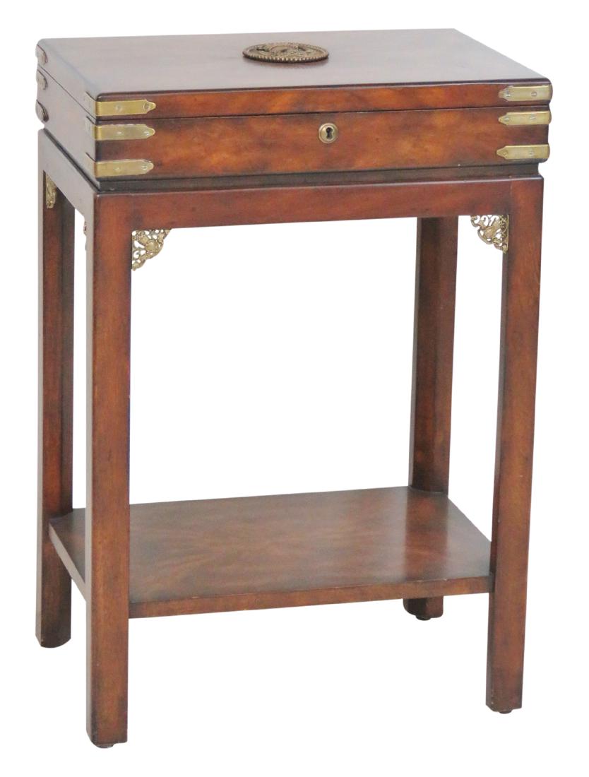 BURL WALNUT & BRASS MOUNTED SILVER TABLE (1 of 4)