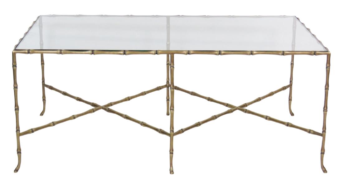 FAUX BAMBOO BRASS & GLASSTOP COFFEE TABLE (1 of 4)